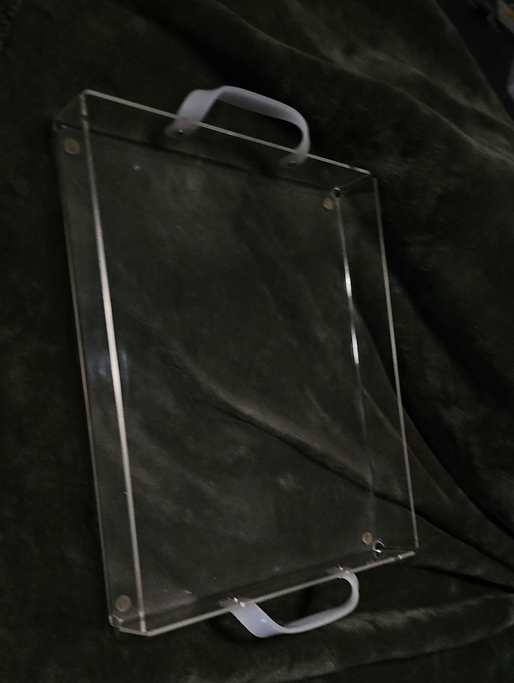 Clear Acrylic Serving Tray with White Handles